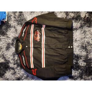 Chevrolet Racing Jacket Mens Large Black NASCAR Auto Racing Essex Cotton Logo